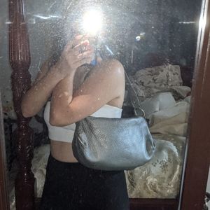 talbots metallic pebbled leather shoulder bag